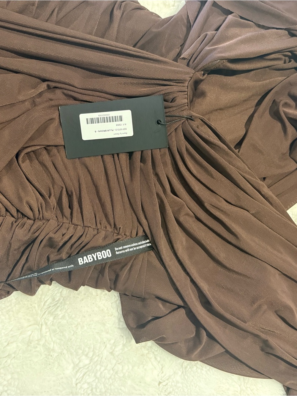 Deep V Brown Grecian High-Slit Maxi Dress - Picture 5 of 5
